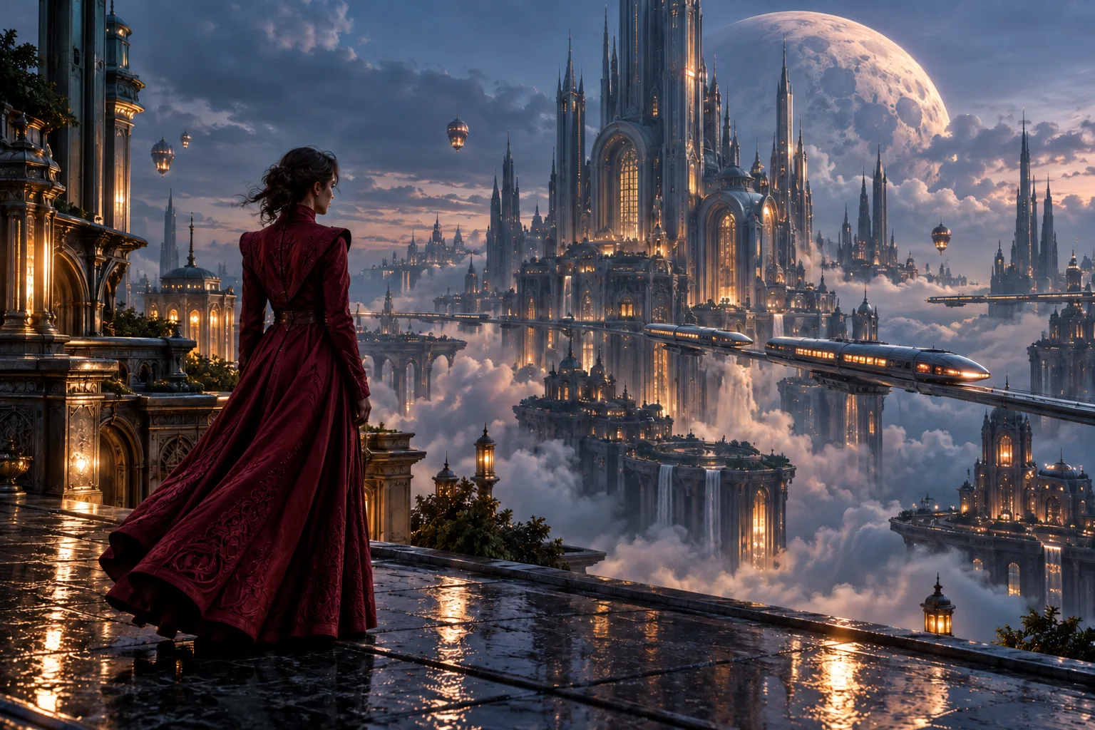 AI-generated cinematic city above the clouds